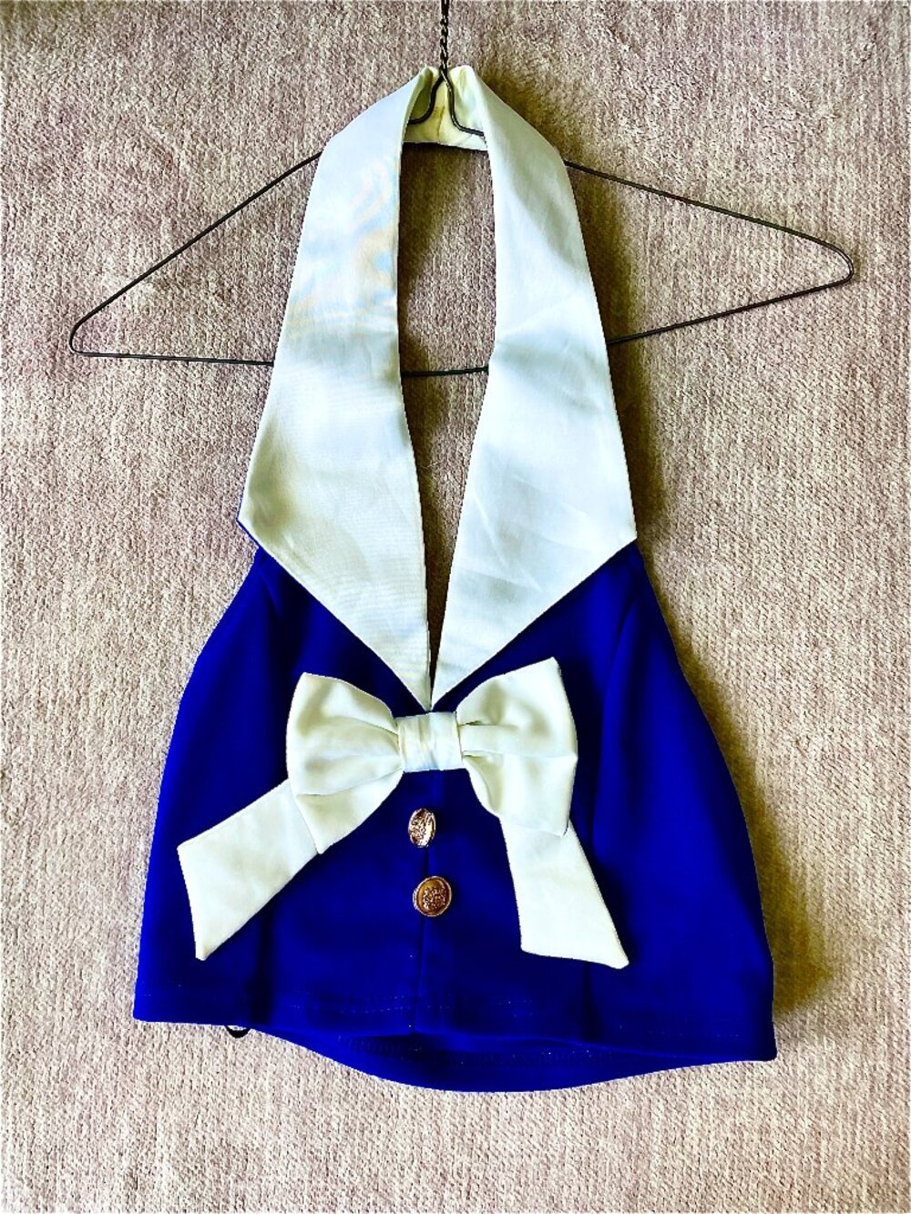 Vintage Royal Blue Kawaii Halter Bow Crop Top Idol
